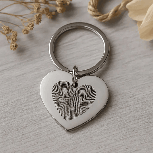 Edelstahl-Schlüsselanhänger mit Fingerabdruck und Gravur – Personalisiertes Geschenk
