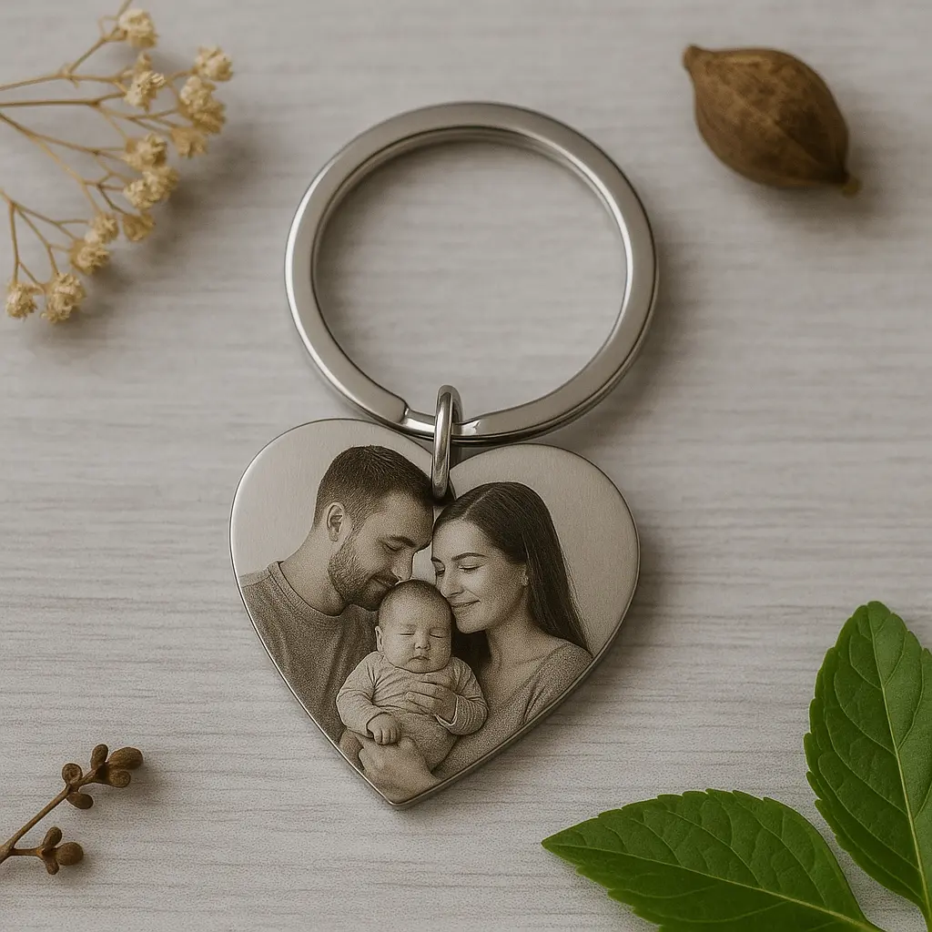 Edelstahl-Schlüsselanhänger mit Gravur und Fingerabdruck – Personalisiertes Geschenk
