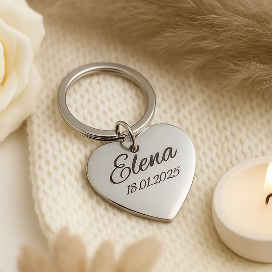 Edelstahl-Schlüsselanhänger mit Gravur und Fingerabdruck – Personalisiertes Geschenk