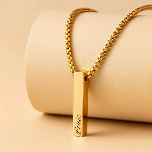Goldene Halskette aus Edelstahl mit Gravur – Personalisiertes Geschenk