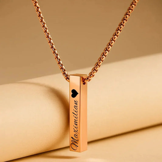 Roségoldene Halskette aus Edelstahl mit Gravur – Personalisiertes Geschenk