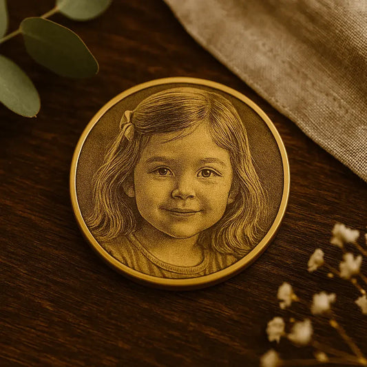 Personalisierte Messingmünze mit Gravur (40 mm) – Individuelles Design