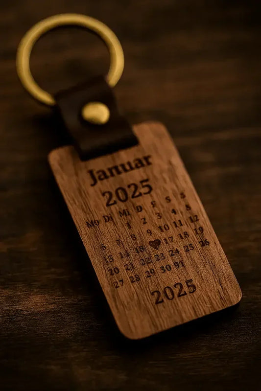 Personalisierter Schlüsselanhänger aus Walnussholz mit Gravur – Personalisiertes Geschenk