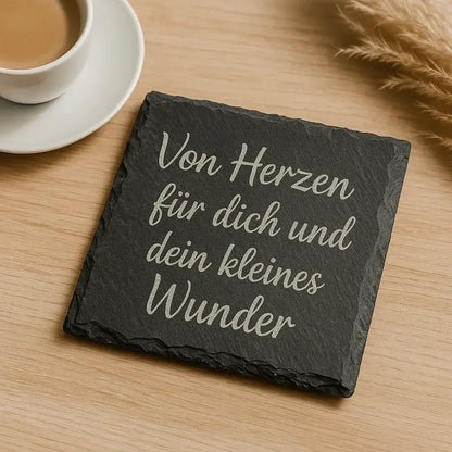 🖤 Foto auf Naturschiefer – Personalisiertes Erinnerungsstück mit Lasergravur - Elena´s - World