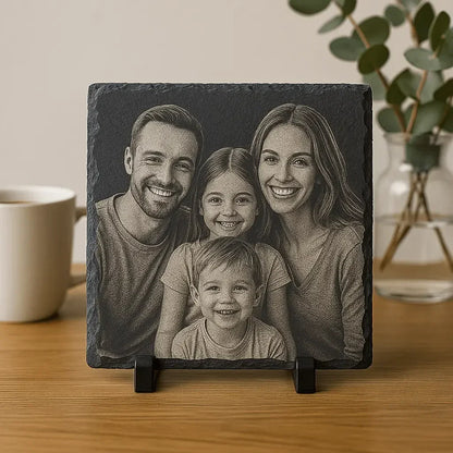 🖤 Foto auf Naturschiefer – Personalisiertes Erinnerungsstück mit Lasergravur - Elena´s - World