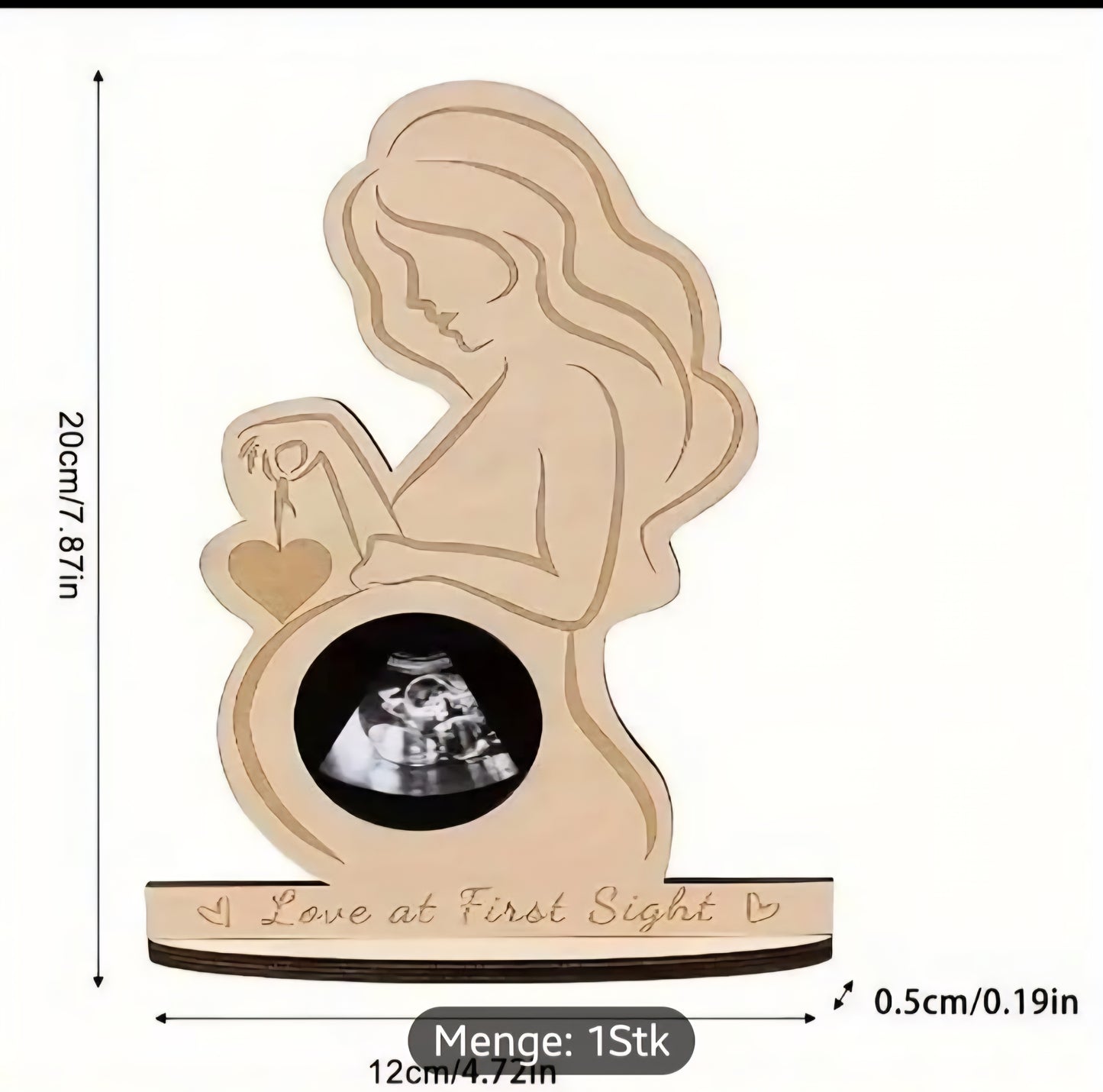 ❤️ Ultraschall-Bildhalter “Love at First Sight” – Personalisierbares Holzdesign für werdende Mamas