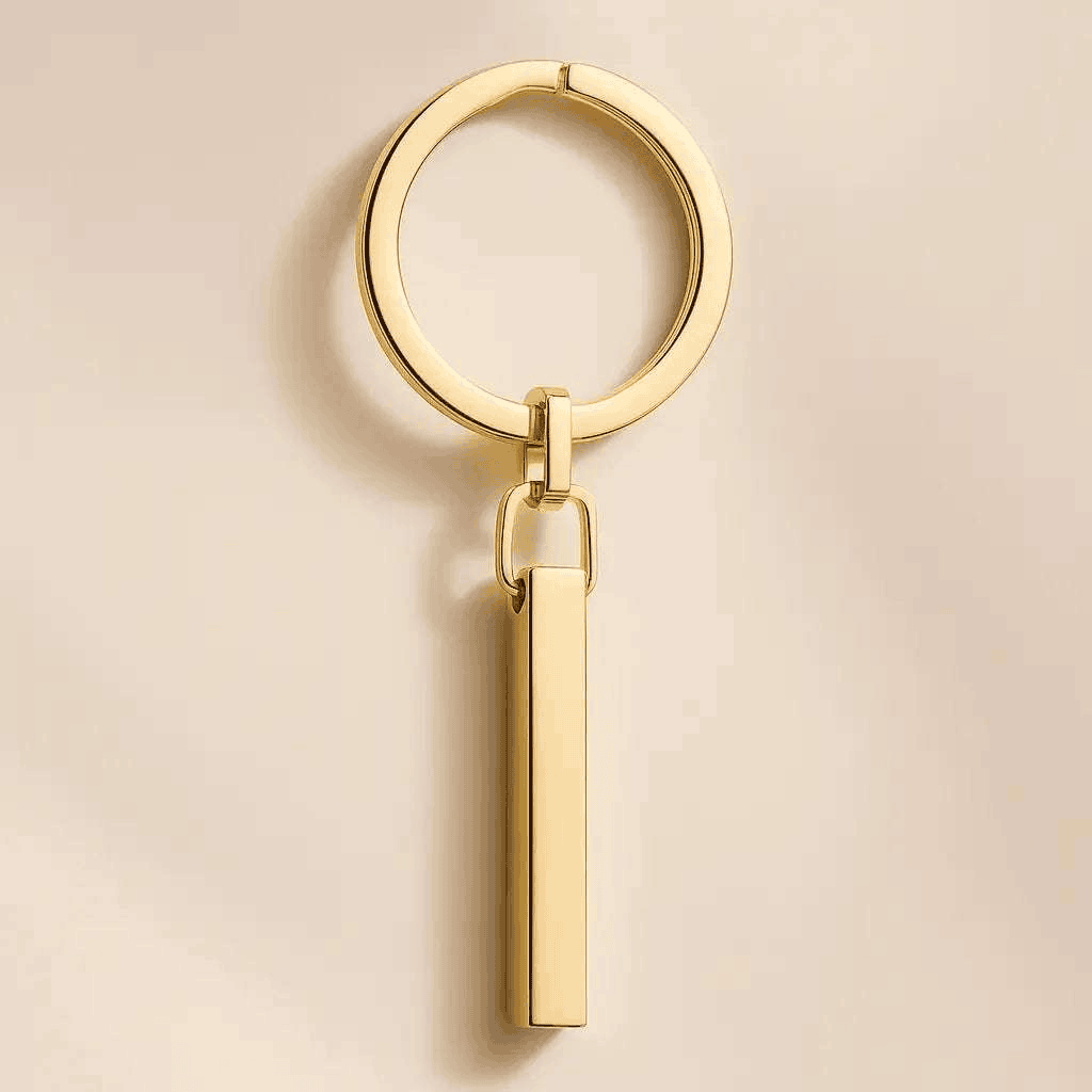 Schlüsselanhänger Gold mit Gravur – personalisiertes Geschenk