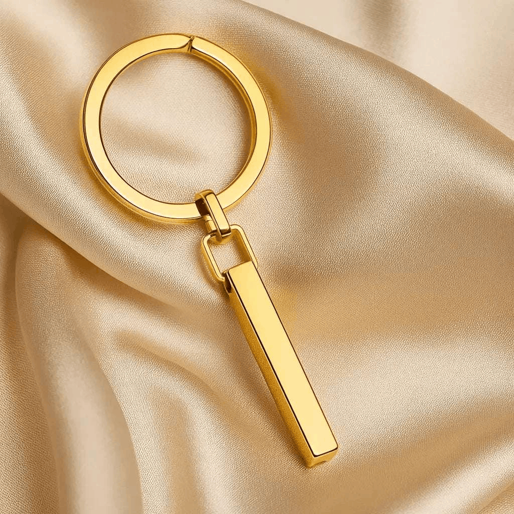 Schlüsselanhänger Gold mit Gravur – personalisiertes Geschenk – Ansicht 3
